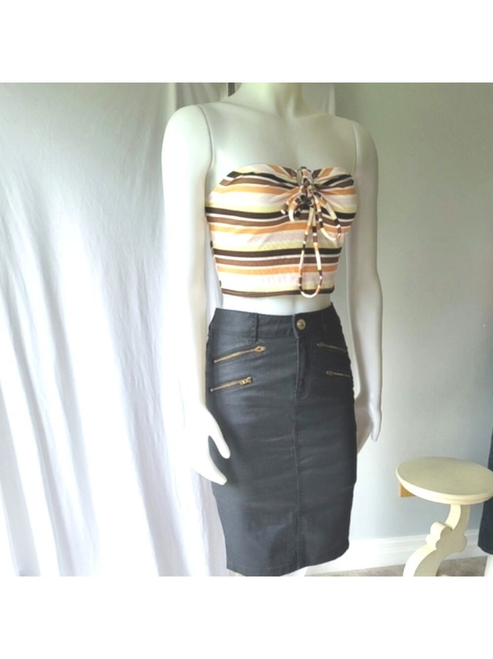NWT Playboy Petite Women's Striped Halter Top Size S